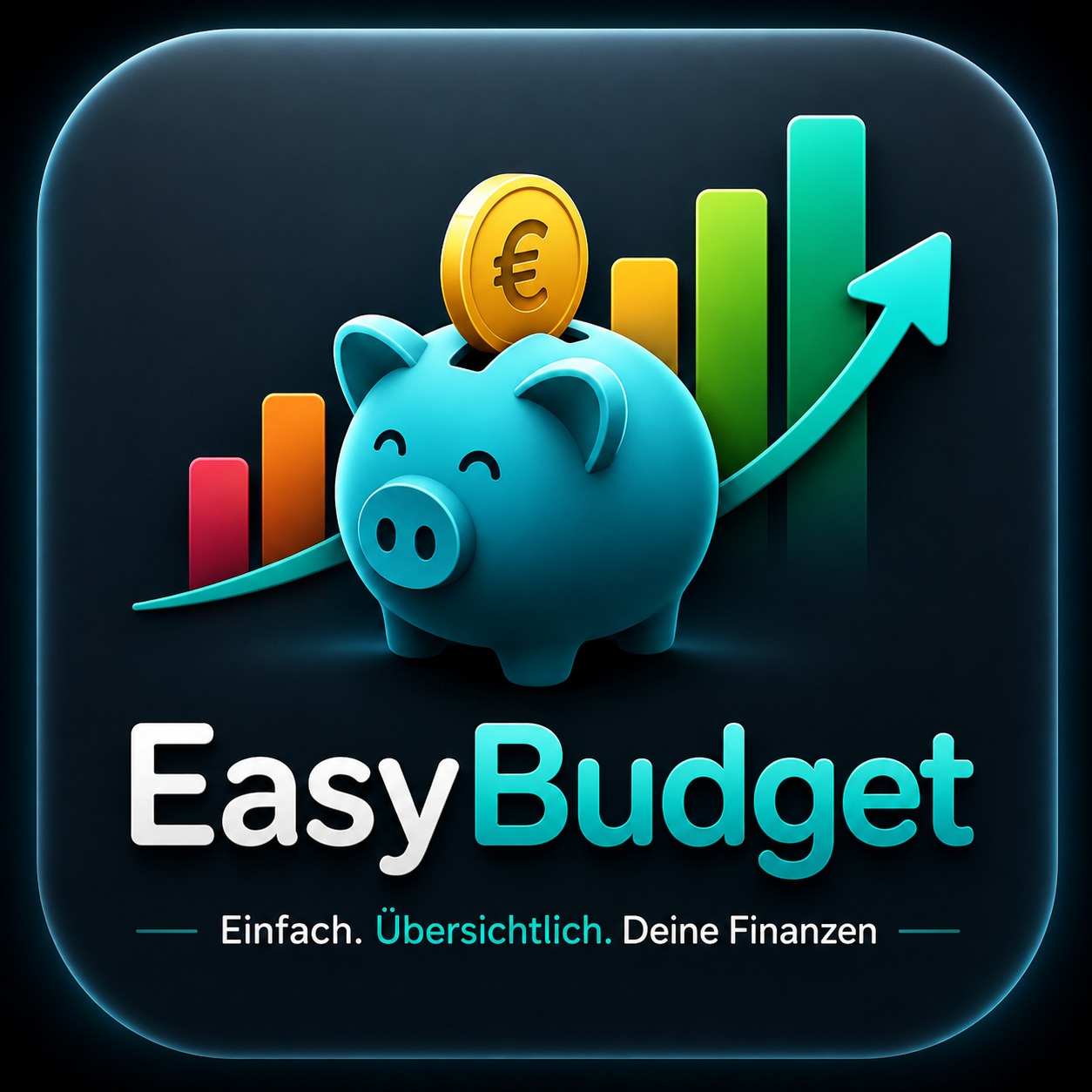 EasyBudget Logo mit Sparschwein und Finanzdiagramm