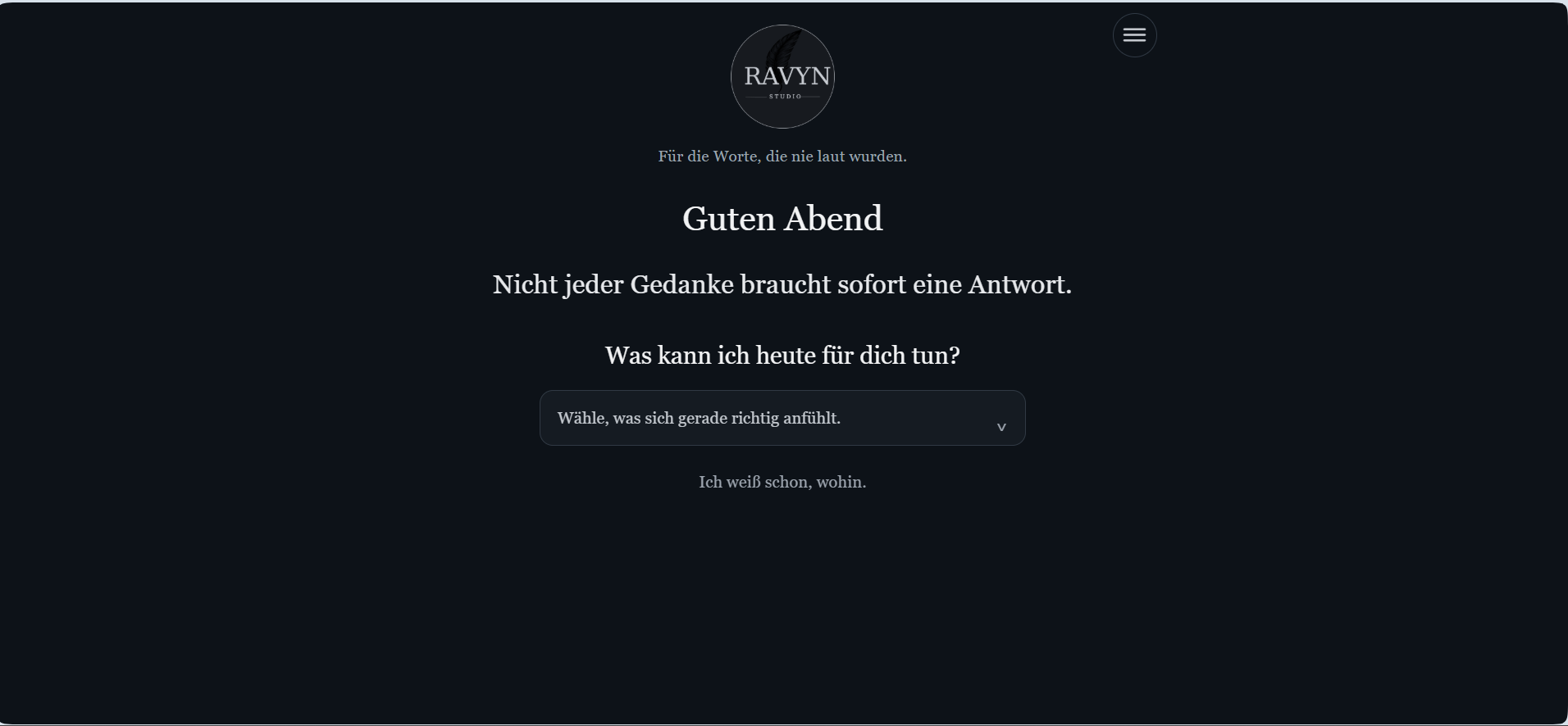Startseite der RAVYN-App